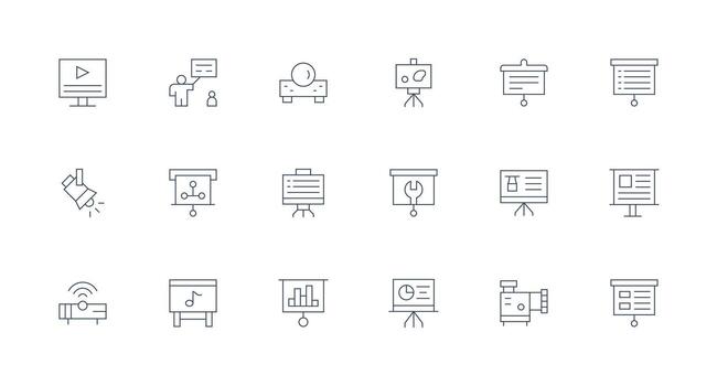 18 Minimal Line Vectors for Projector Theme Optimized Icon Pack for Digital Products