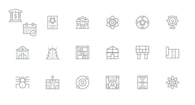 18 Minimal Line Style Icons from Schematic Collection Style Icon Set vector
