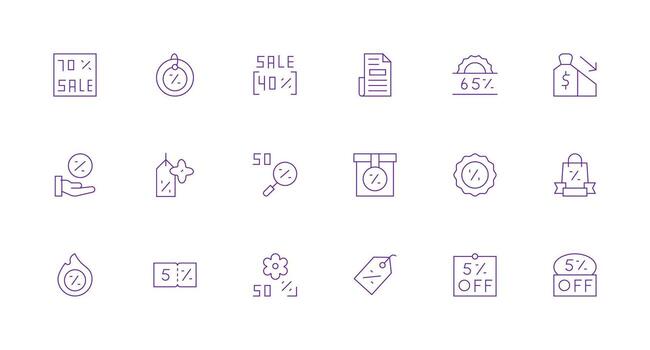 18 mínimo línea íconos para reducción gráficos profesional icono paquete para desarrollo trabajo vector