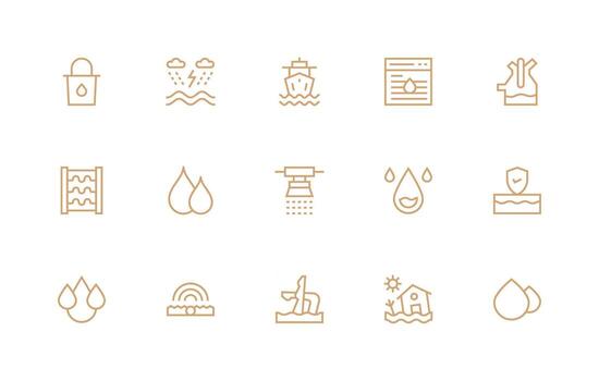 15 Flood Icons in Regular Line Aesthetic Well-Structured Icons for Creative Use vector
