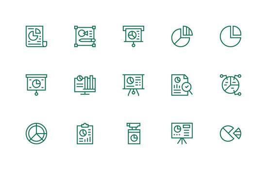 Regular Line Icons from Pie Chart Set with 15 Vectors Clean Icon Set Icon Pack for UI Projects