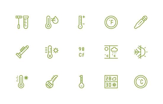 15 regular línea vectores para Fahrenheit tema equilibrado icono conjunto para funcional diseño
