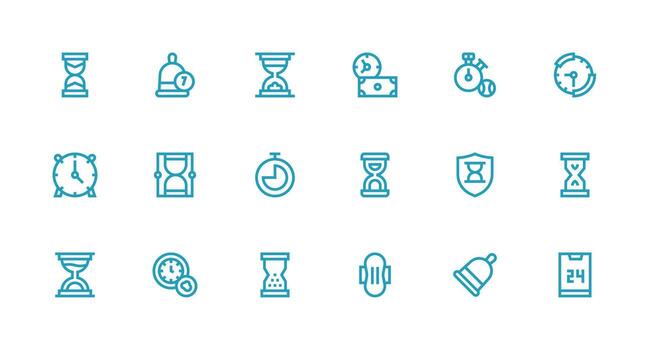 Strong Stroke Line Icons from Period Set with 18 Vectors Scalable Icons for Cross-Platform Interfaces