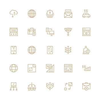 datos transferir visual paquete conteniendo 25 medio carrera contorno íconos multi-estilo íconos para creativo proyectos vector