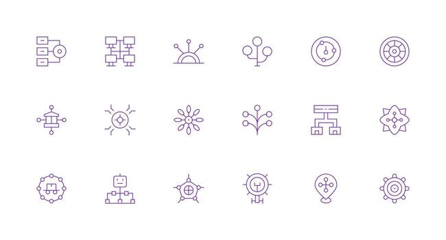 Hub Icon Set with 18 Minimal Line Graphics Line Icon Collection vector