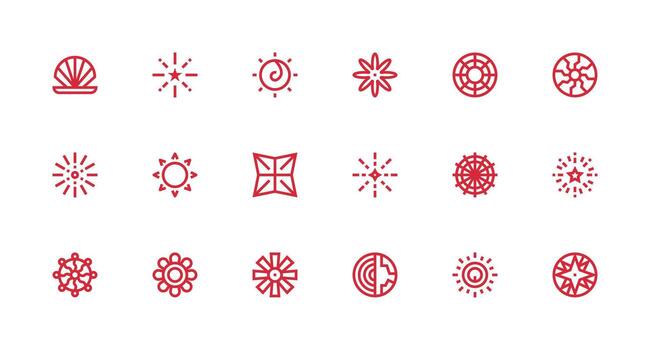 radiante presentando 18 íconos en fuerte carrera línea diseño rápido acceso íconos para ui desarrollo vector