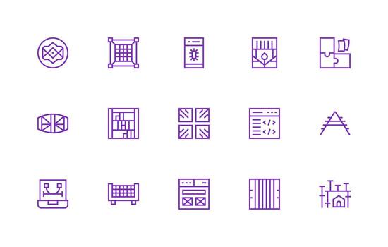 15 regular línea vectores para marco de referencia tema completar icono haz para web diseño