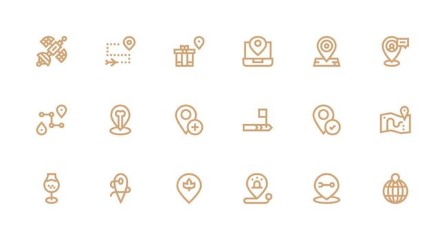 Strong Stroke Line Style Gps Icons with 18 Vectors Responsive Icon Set for Flexible Layouts
