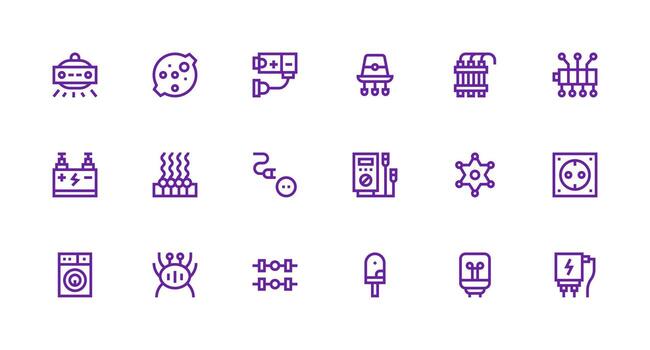 Electrical Icon Set with 18 Strong Stroke Line Graphics Web and App Icon Pack Collection vector