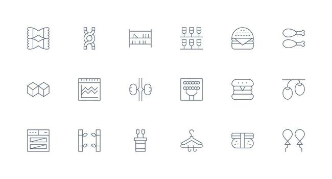 Double Set with 18 Minimal Line Icons Simple Icons for Interface and Wireframes vector