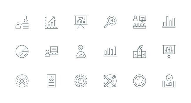 18 íconos para resultados en mínimo línea formato ligero icono serie vector