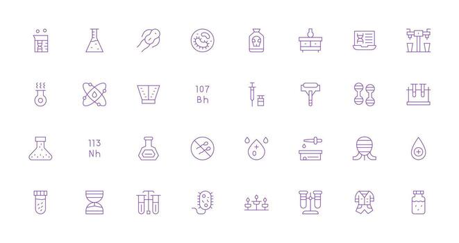 Laboratory Visual Pack containing 32 Thin Line Icons Simplified Icon Pack for Visual Tools vector