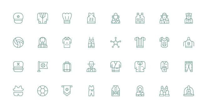 Uniform Design Icons featuring 32 in Thin Line Style Full Icon Library for UI Designers vector