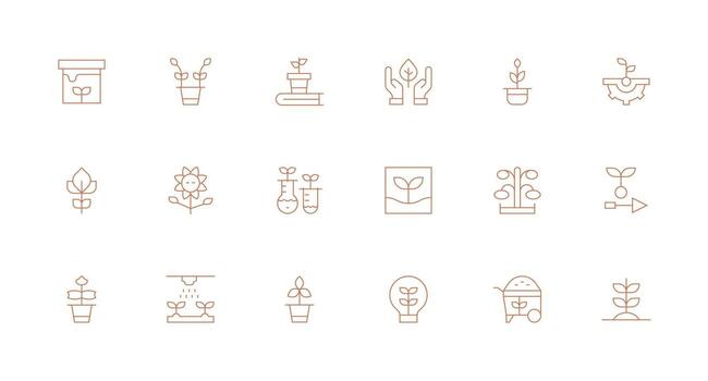18 Minimal Line Icons for Seedling Graphics Neat Icon Set vector