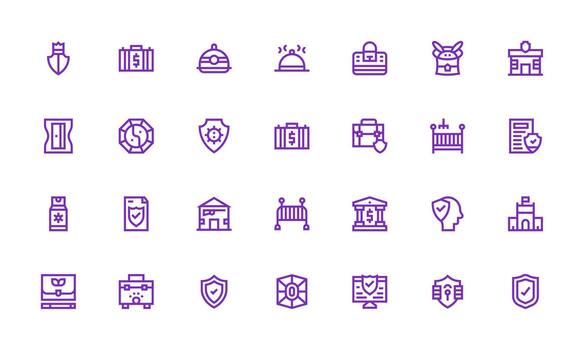 Safe Set with 28 Bold Line Icons Icon Set for Projects vector