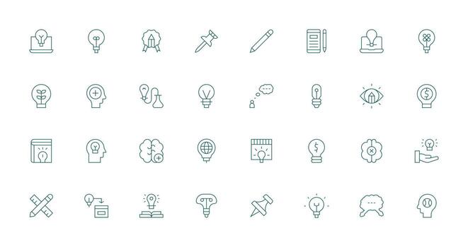 32 Thin Line Style Icons from Idea Collection Flexible Icon System for Web Interfaces vector