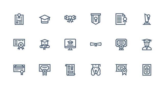 diploma icono conjunto con 18 fuerte carrera línea gráficos equilibrado icono conjunto para funcional diseño vector