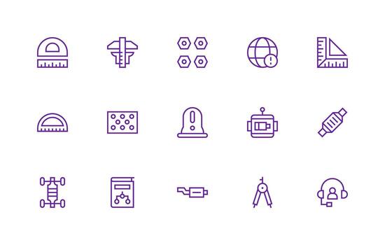 técnico diseño íconos presentando 15 en regular línea estilo sencillo íconos para interfaz y wireframes vector