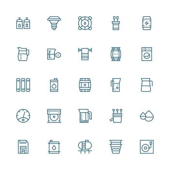 Capacity Icon Set with 25 Medium Stroke Outline Graphics Web Icon Collection vector