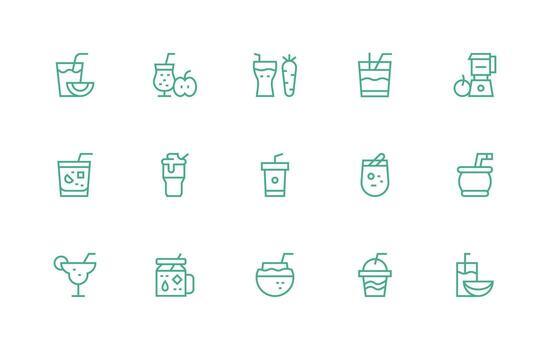 Smoothie including 15 Regular Line Illustrations Icon Set for Web vector