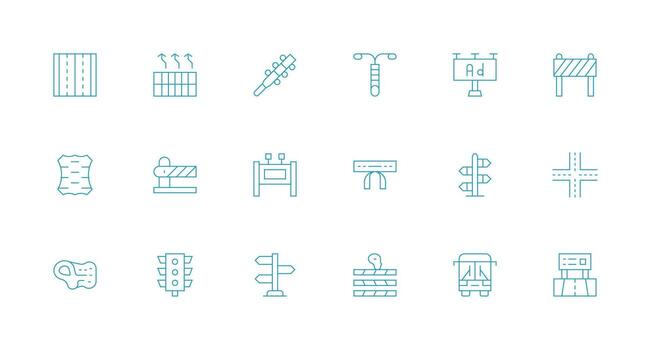 Highway featuring 18 Icons in Minimal Line Design Sharp Icons for Presentations vector