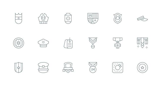 18 Icons for Insignia in Minimal Line Format Sharp Icons for Presentations vector