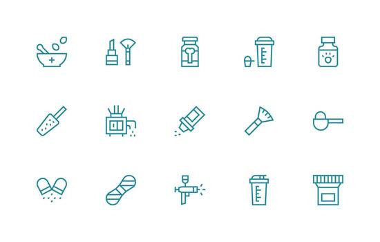 15 Icons for Powder in Regular Line Format Interface Icon Collection vector