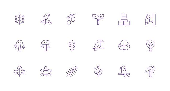 Branch Design Icons featuring 18 in Minimal Line Style Responsive Icon Set for Flexible Layouts vector