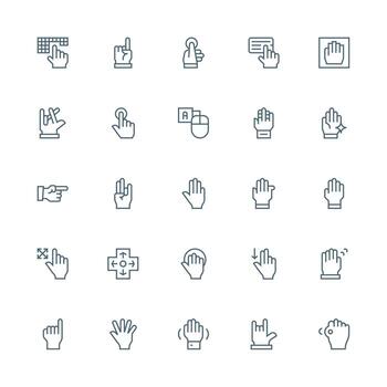 Cursor Design Icons featuring 25 in Medium Stroke Outline Style Complete Icon Set for Mobile Apps vector