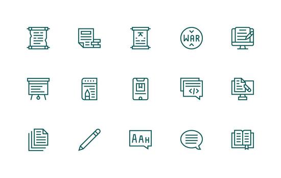 15 Icons for Text in Regular Line Format Design Icon Pack vector