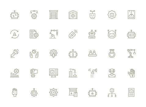 35 Light Line Icons for Automation Graphics Flexible Icon System for Web Interfaces vector