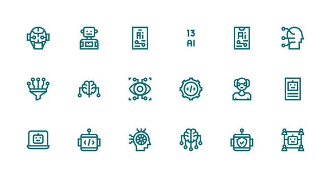 fuerte carrera línea íconos desde máquina aprendizaje conjunto con 18 vectores interfaz icono colección