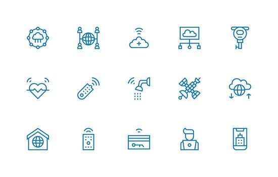 remoto conjunto con 15 regular línea íconos multi-estilo íconos para creativo proyectos vector