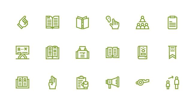 Instruction Icon Set with 18 Strong Stroke Line Graphics Customizable Icon Series for Mobile Screens vector