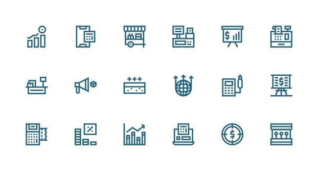 Strong Stroke Line Icons from Sales Set with 18 Vectors Web Icon Collection