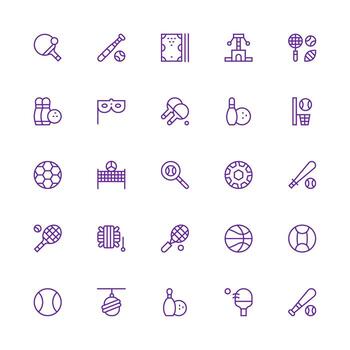 Medium Stroke Outline Style Ball Icons with 25 Vectors Neatly Designed Icons for Web Platforms