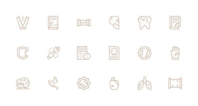 18 mínimo línea vectores para dañado tema sencillo íconos para interfaz y wireframes