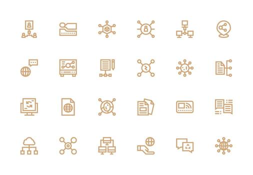 24 Thick Line Line Icons for Sharing Graphics Balanced Icon Set for Functional Design vector