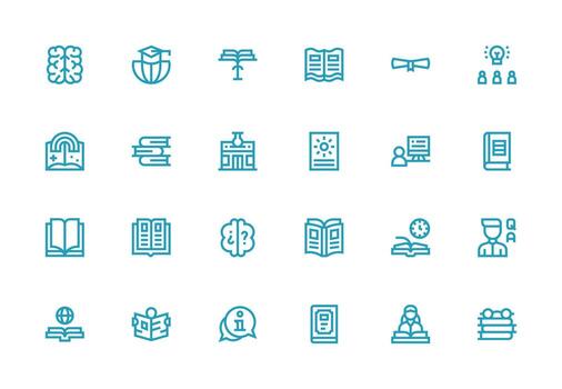 conocimiento icono conjunto con 24 grueso línea línea gráficos equilibrado icono conjunto para funcional diseño vector