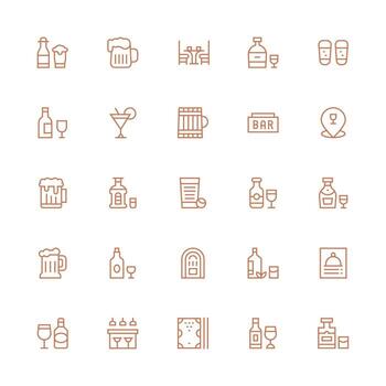 25 Medium Stroke Outline Icons for Pub Graphics Core Icon Collection for Daily Tasks vector