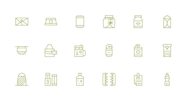 18 Minimal Line Style Icons from Sealed Collection Clear and Concise Icon Set Collection vector