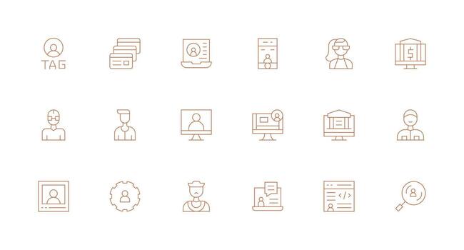 mínimo línea íconos desde cuenta administración conjunto con 18 vectores versátil icono colección para diseñadores