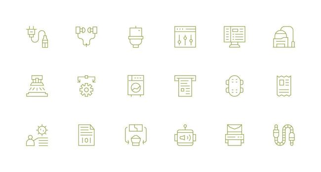 18 salida íconos en mínimo línea estético diseño Listo icono conjunto para equipos vector