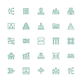 jerarquía icono conjunto con 25 medio carrera contorno gráficos inteligente icono colección vector