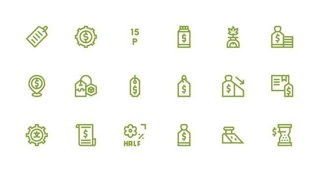 Pricing Icon Collection with 18 Strong Stroke Line Designs Well-Structured Icons for Creative Use vector