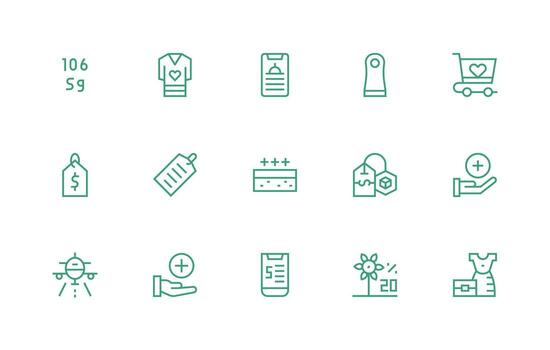 15 Regular Line Icons for Item Graphics Icon Set for Web vector