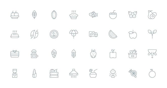 Fresh Set with 32 Thin Line Icons Complete Icon Set for Mobile Apps vector