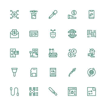 Transfer Design Icons featuring 25 in Medium Stroke Outline Style Essential Icons for Rapid UI Building vector