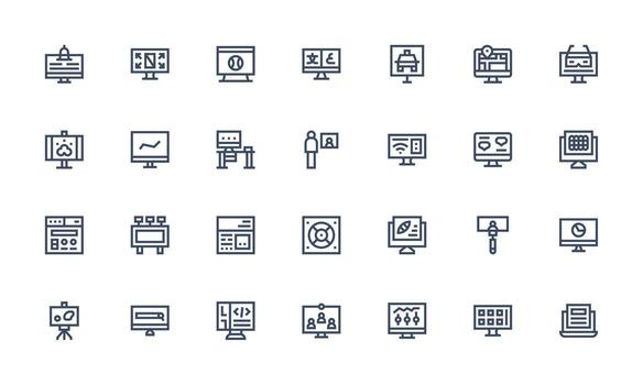 28 Icons for Screen in Bold Line Format Complete Icon Set for Mobile Apps vector