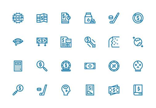 24 Thick Line Line Vectors for Loss Theme Flexible Icon System for Web Interfaces
